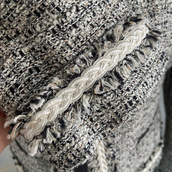 Ellen Tracy tweed blazer jacket sparkle black cream grey Chanel vibe size 10 - Picture 2 of 16